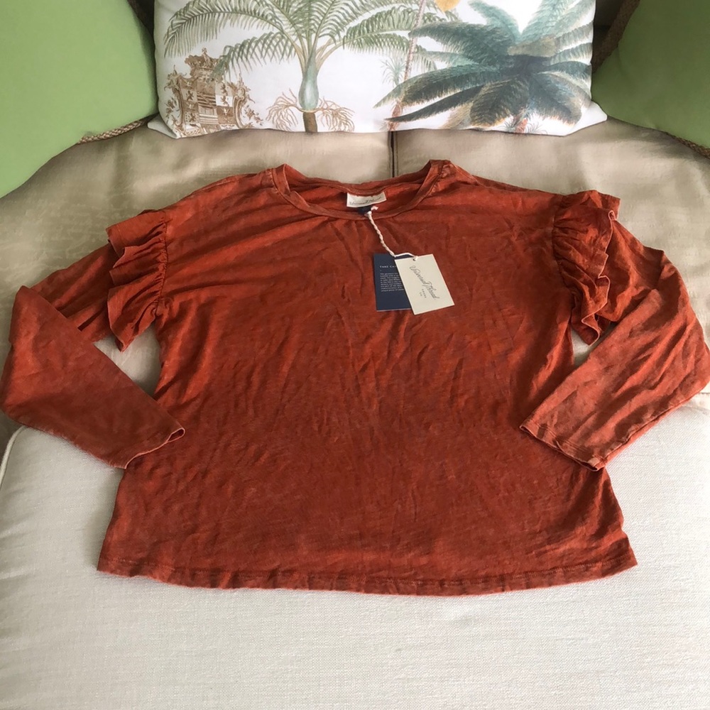 Universal Thread Orange Ruffle L/Sleeve Top